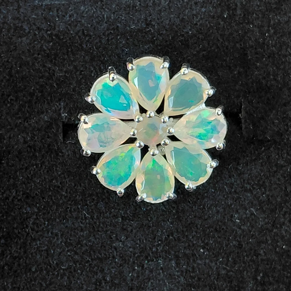 Stunning Ethiopian Opal Flower Ring
